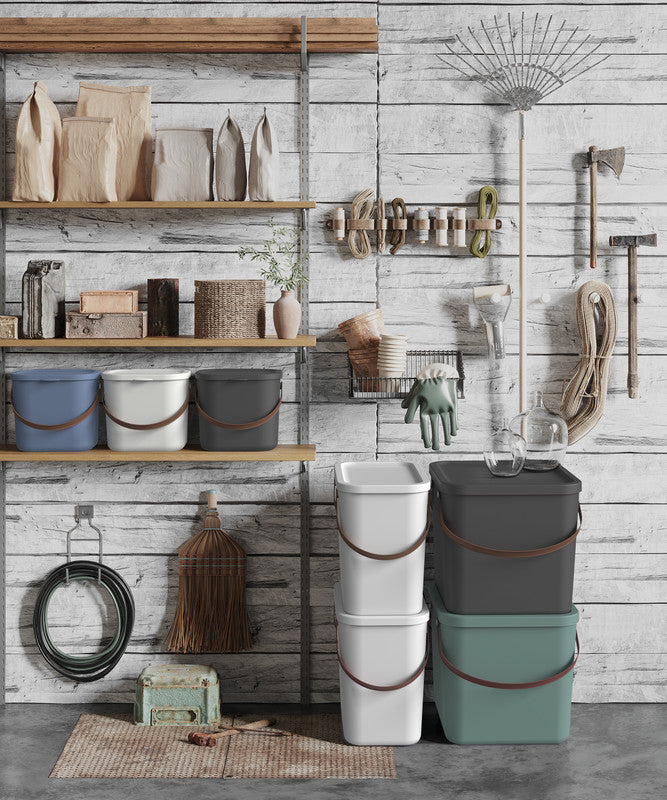 Rotho Albula Aufbewahrungsbox – Kunststoff, Mistelgrün, 35,8 × 34 × 40 cm