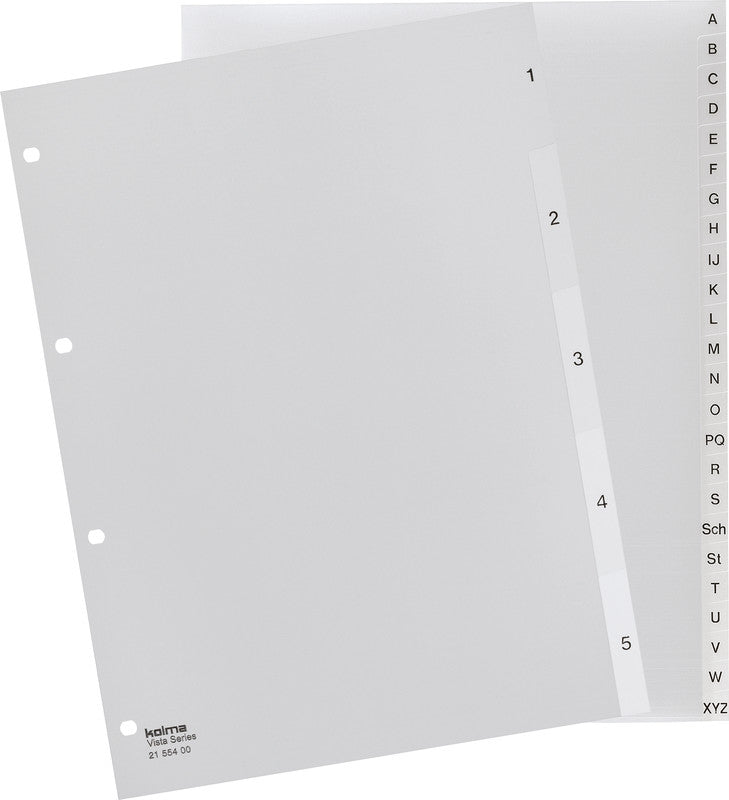 Kolma Register – A4, 10-teilig, PP, transparent, vorgedruckt, 4-fach Lochung, für A4-Ordner