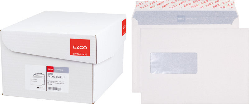 Elco Couvert C5, Fenster links, selbstklebend, naturweiss, 100 g/m² – 500 Stk.