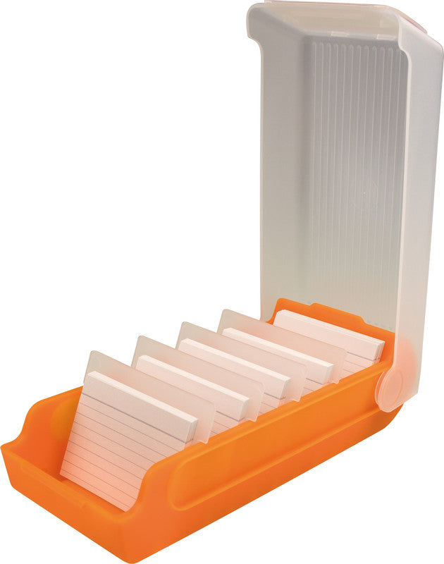 Helit Karteikasten A7 quer, liniert, orange transparent, Kunststoff – 100 Stück