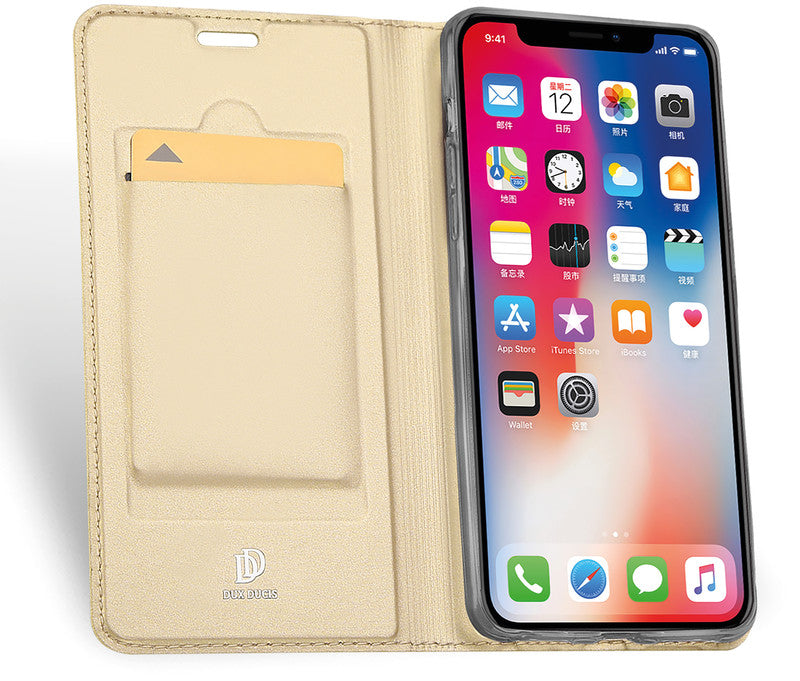 Dux Ducis Booklet-Hülle Skin Pro – für Apple iPhone XR – gold – mit Kartenfach, Magnetverschluss