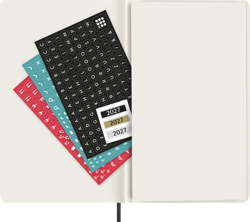 Moleskine Wochenagenda – 1 Woche/1 Seite, gebunden, 13 × 21 cm, 2027, schwarz, FSC