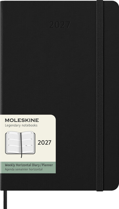 Moleskine Agenda – 1 Woche/2 Seiten, gebunden, 13 × 21 cm, 2027, schwarz, FSC