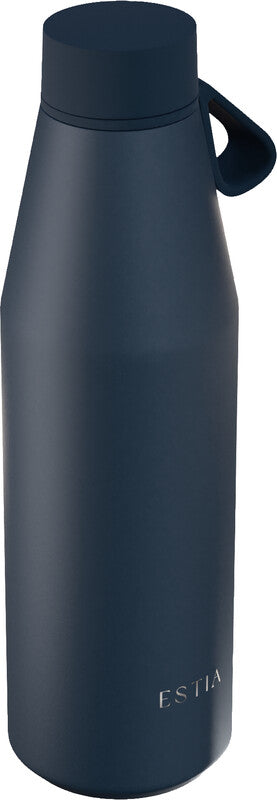 Estia Flow Isolierflasche 500 ml – Doppelwandig 12 h Heiss / 24 h Kalt, Edelstahl, Schraubdeckel, Indigo