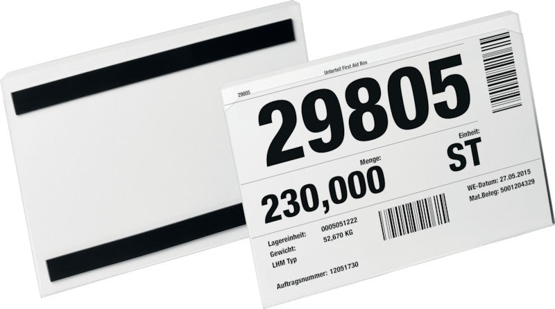 Durable Kennzeichnungstaschen – 210 × 148 mm, transparent, wiederablösbar, magnetisch, für A5 quer