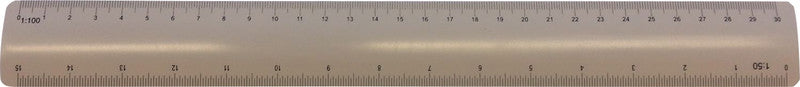 Sieco Reduktionsmassstab – 30 cm – oval – Skalen 1:25–1:200 – Kunststoff