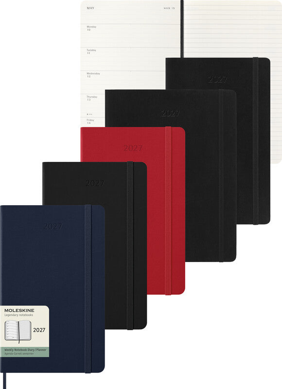 Moleskine Wochenagenda – 1 Woche/1 Seite, gebunden, 13 × 21 cm, Jan–Dez, 2027, schwarz, FSC