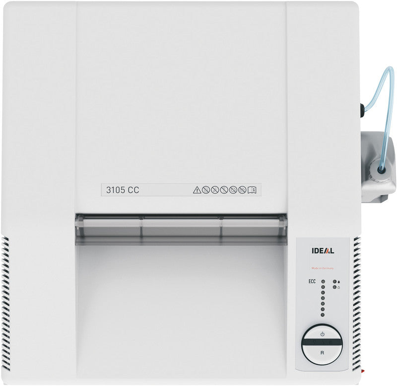 Ideal 3105/CC – Aktenvernichter, DIN P-5, Partikelschnitt 2 × 15 mm, 26 Blatt, 140 l, A3, mit automatischem Öl
