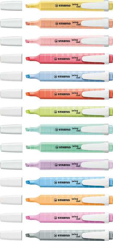 STABILO swing cool Pastel Edition Textmarker – 4er Set, Farben: Minze/Rosa/Lila …, Keilspitze 1–4 mm