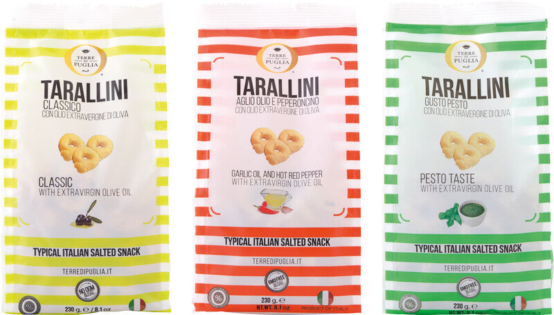 Terre di puglia Tarallini – Knoblauch & Chili, vegan, Beutel, 230 g