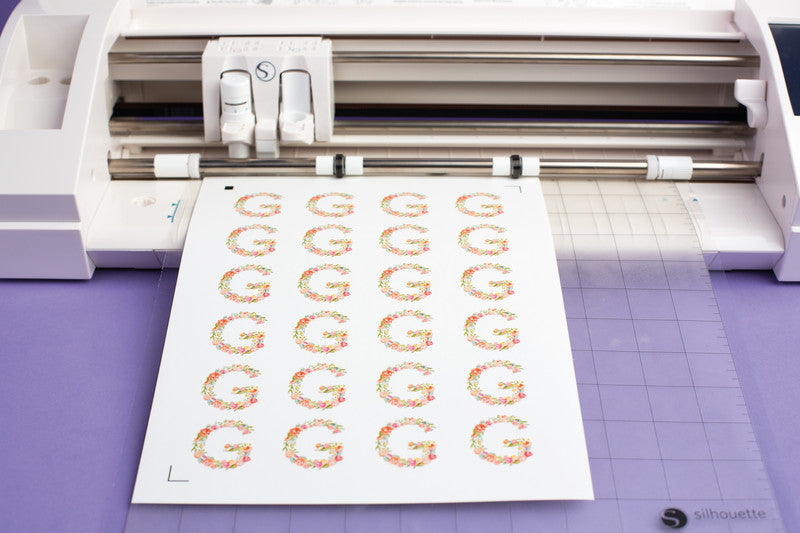Silhouette Stickerpapier, 215 mm × 280 mm, weiss, Papier, selbstklebend, für Schneideplotter, 8 Blatt