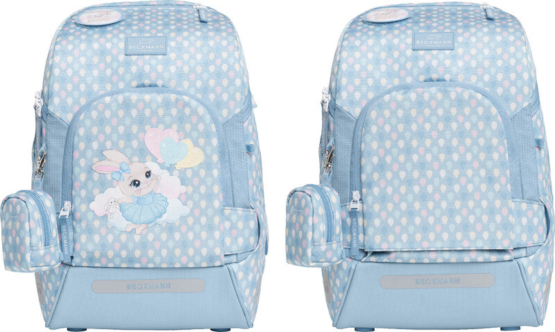 Beckmann Active Air FLX – Schulrucksack, Blue Bunny, 20–25 l, 26×39×22 cm, für Laptop bis 15", mit Wendetasche