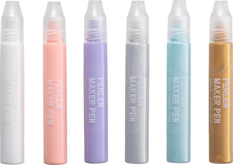 Folia Perlenstifte – Set – 6 Farben, 3D Perlenoptik, 6 × 30 ml