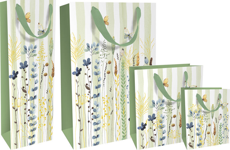 Braun + company Tragetasche – Flowers and Stripes – Papier, matt – 180 × 210 × 80 mm