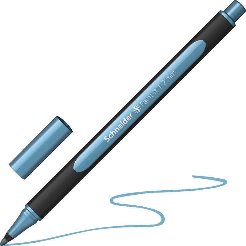 Schneider Schreibgeräte Schneider Paint-It Filzstift Metallic – Rundspitze, 1–2 mm, polarblau metallic