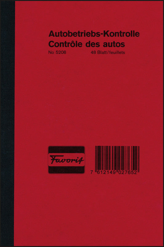 Favorit Formularblock – Autobetriebs-Kontrolle, mehrsprachig, 16 Blatt, 120 × 180 mm, Pressspan