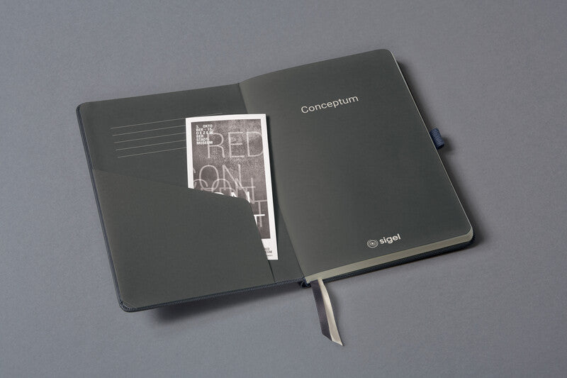 Sigel Notizbuch Conceptum Metallic Edition, kariert, Fadenheftung, Hardcover, 194 Seiten, 80 g/m² – grau