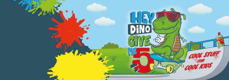 Trendhaus Motivstempel-Set – Hey Dino, selbstfärbend, 5 Motive, Ø 26 mm, Kissentränkung sortiert