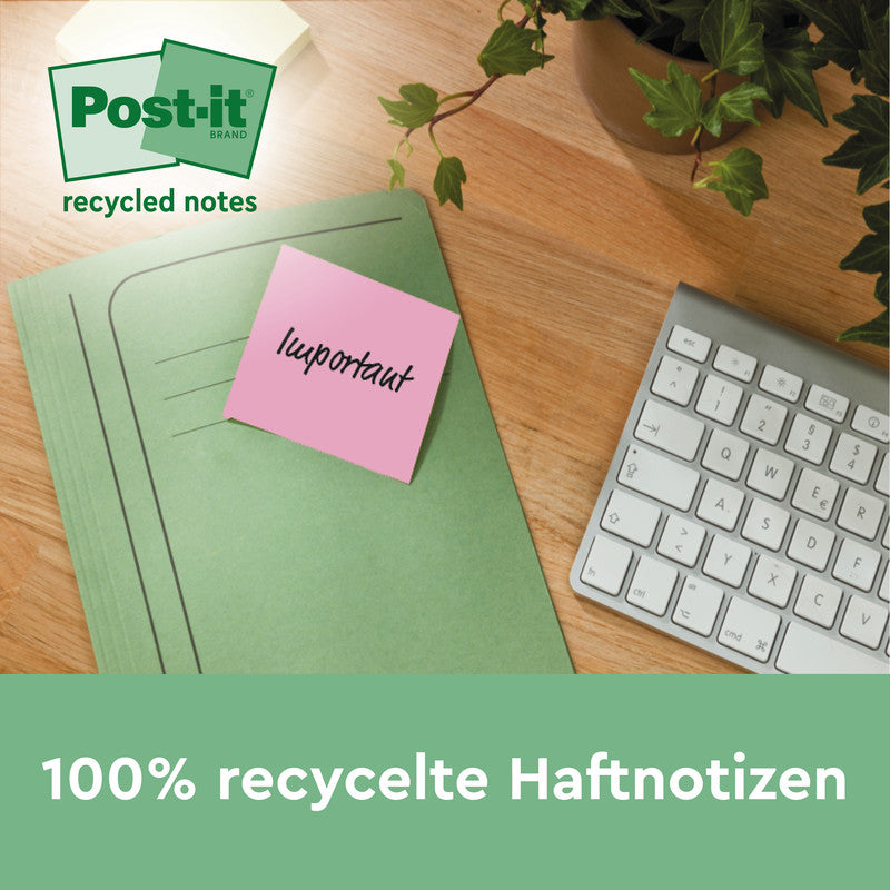 Post-it Haftnotizen Super Sticky – 76×76 mm – sortiert, 12×70 Blatt, PEFC