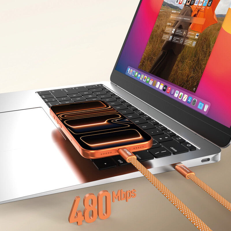 Dux Ducis USB-Kabel – USB-C auf USB-C – USB 2.0 (480 Mbit/s) – 1 m – PD 60 W – Magnetisch – Orange