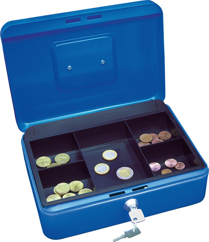 Wedo Geldkassette – mit Schlüssel – 30 × 24 × 9 cm – Blau – Stahl