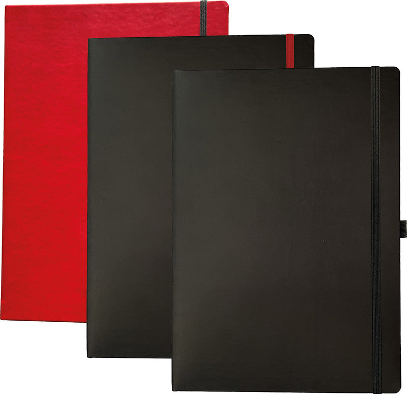 Denkzettel Notizbuch A5, kariert, Hardcover, 192 Seiten, perforiert, 80 g/m² – rot