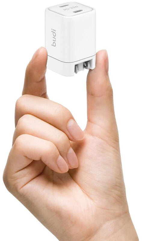 Budi USB-Wandladegerät 33 W – USB-C×1 – GaN – UK/EU/US/AU-Austauschstecker, Weiss