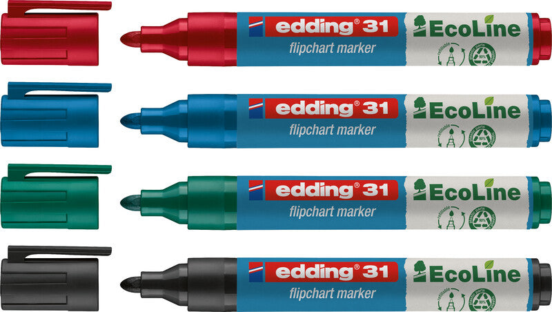 Edding Flipchart-Marker 31 EcoLine – Rundspitze 1,5-3 mm – Rot – Nachfüllbar