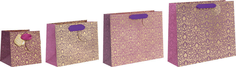 Glick Geschenktasche 'Baroque' – 22,5 × 10 × 17,5 cm, Papier, mit Satinband, mehrfarbig, mit Anhänger