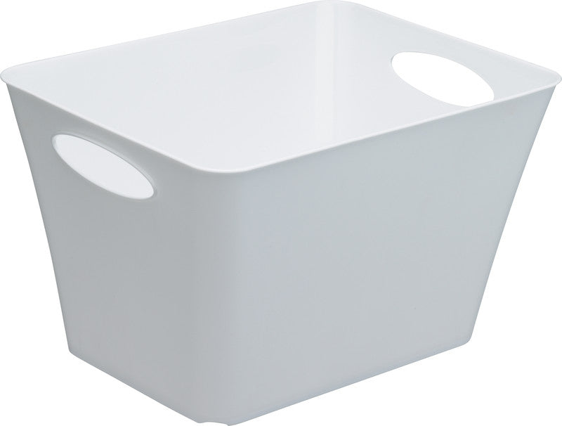 Rotho Living Aufbewahrungskorb 44 l – Kunststoff – Weiss – stapelbar, mit Tragegriff – 392 × 310 × 526 mm