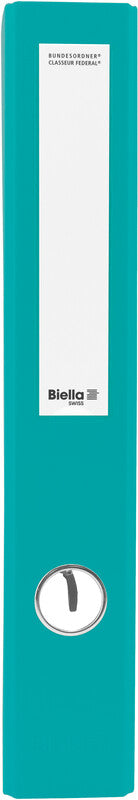 Biella Bundesordner – A4 Hochformat – 2-Ring Hebelmechanik, Rücken 40 mm – Türkis, Karton, mit Griffloch, FSC