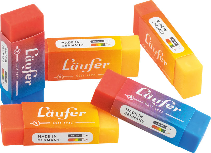 Laufer Radierer – für Bleistifte und Farbstifte – 65 × 12 × 21 mm – Kunststoff – sortiert – 2er-Pack