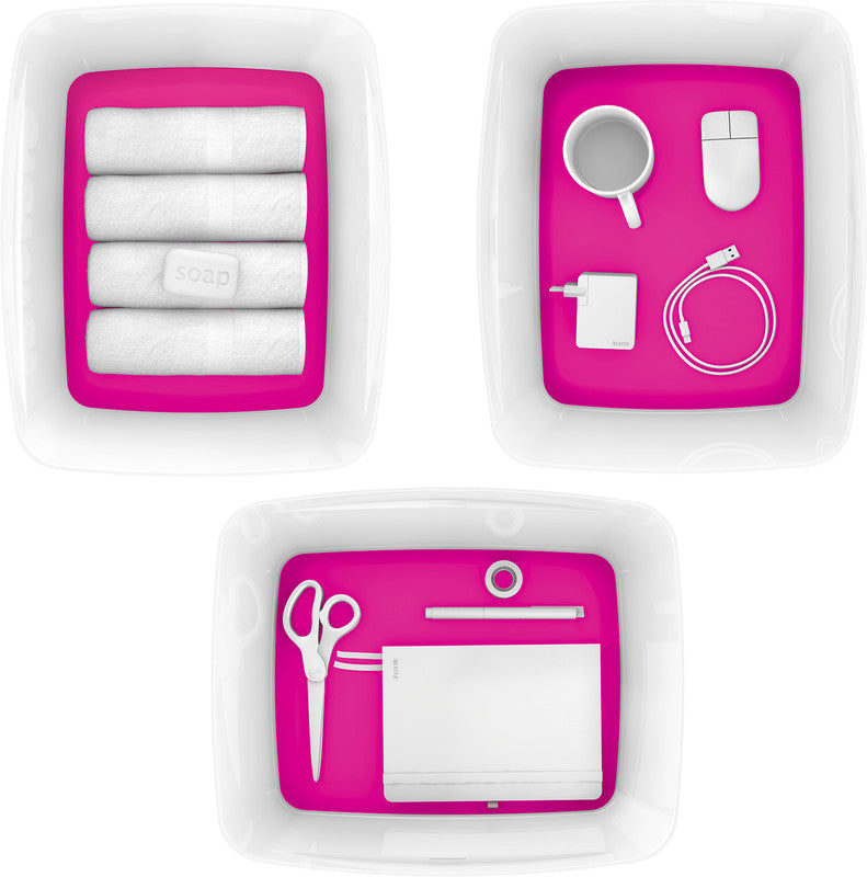 Leitz Aufbewahrungsbox – Kunststoff, weiss/pink, 31,8 × 19,8 × 38,5 cm