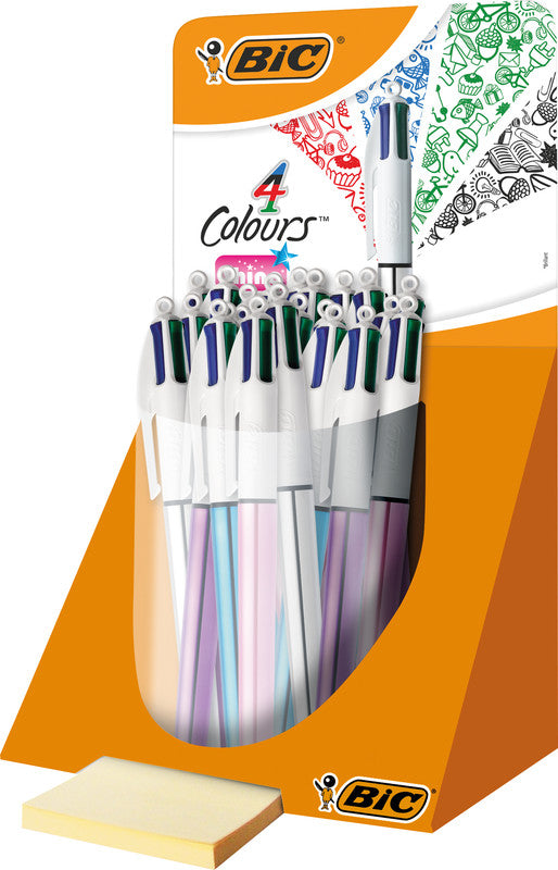 BIC Kugelschreiber – pink, violett, silber und türkis, Kunststoff