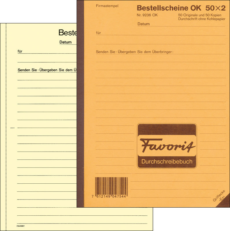 Favorit Formularblock – Bestellscheine, Deutsch, 50 Blatt, A6