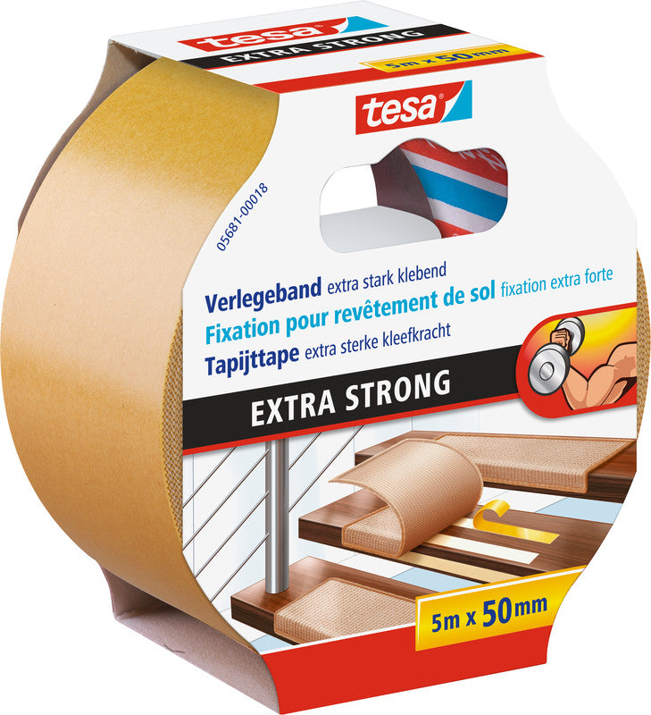 Tesa Montageband Extra Strong, für den Innenbereich, für glatte Oberflächen – 50 mm × 5 m, weiss