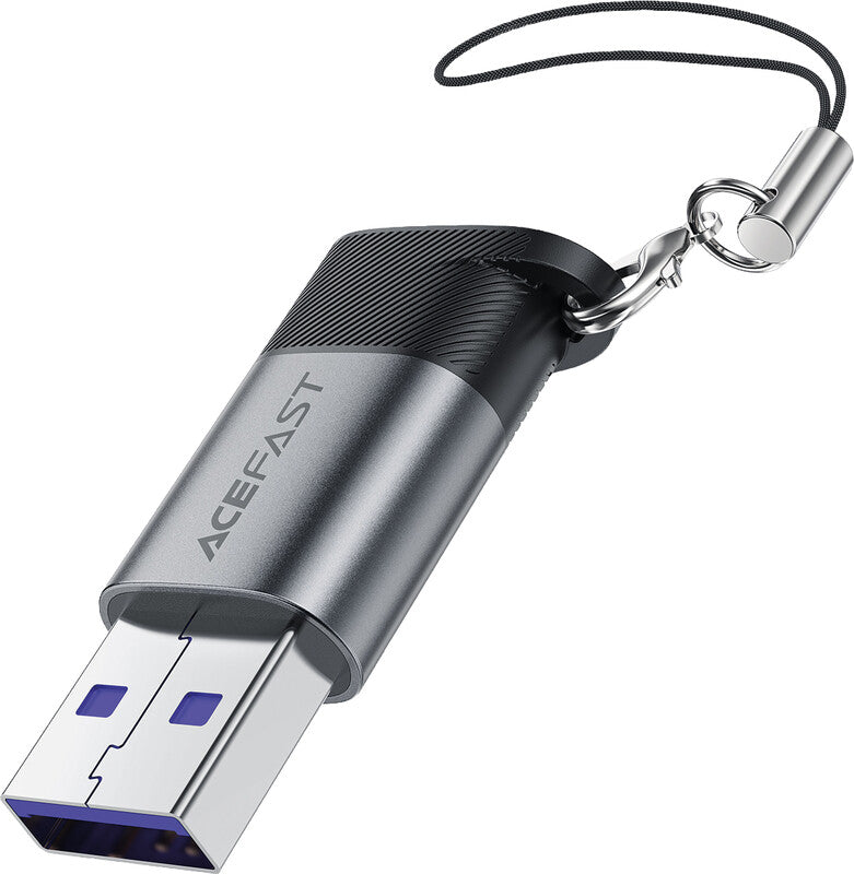 Acefast Adapter USB-C zu USB-A – USB 3.2 Gen 2 (10 Gbit/s), PD 27 W – Metallgrau