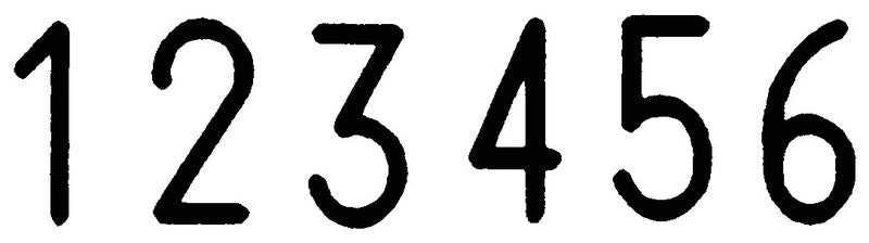 Reiner Motivstempel B 6 – Motiv: Zahlen, selbstfärbend, Metall, 22 × 5,5 mm, inkl. schwarz eingefärbtem Kissen