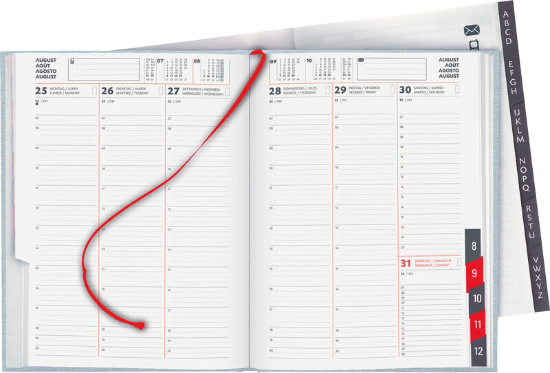 Biella Orario Agenda – 1 Woche/2 Seiten, gebunden, 17,5 × 23,5 cm, 2027, Hellblau, FSC