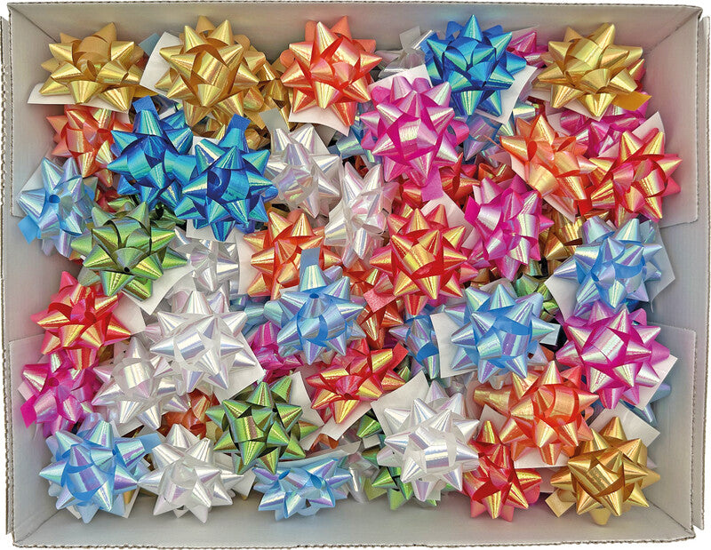 Brizzolari Geschenkschleife, Kunststoff, Maschen, irisierend, Buntmix, Ø 6,5 cm