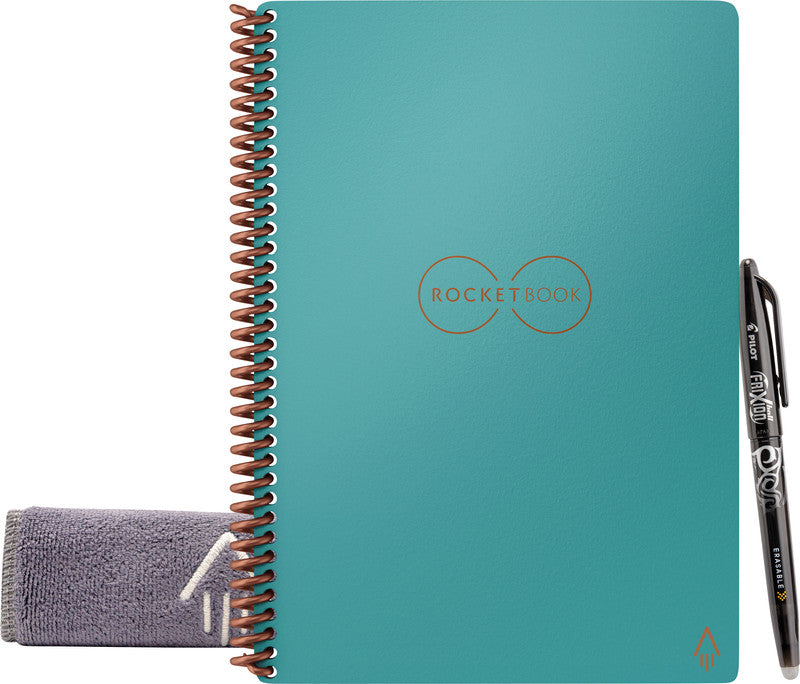 Rocketbook Core Smart Spiralbuch, Spiralbindung, Hardcover, 36 Seiten, 90 g/m² – türkis, für ROCKETBOOK App