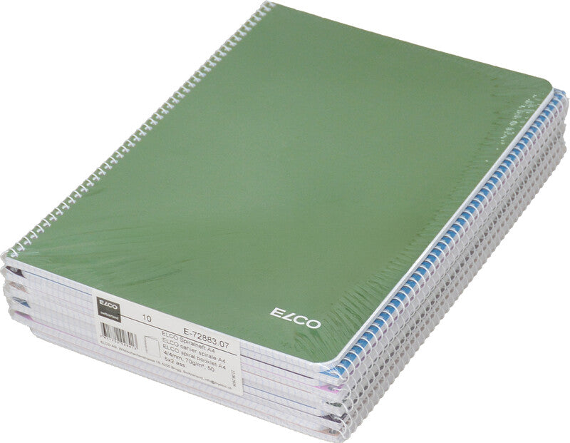 Elco Spiralheft – A4 – kariert 4 mm – 100 Seiten – 70 g/m² – Spiralbindung, mehrfarbig, FSC