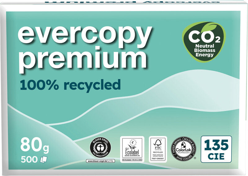 Clairefontaine Kopierpapier – A4, 80 g/m², CIE 135 – für Inkjet/Laser/Kopierer – FSC, EU Ecolabel – 500 Blatt