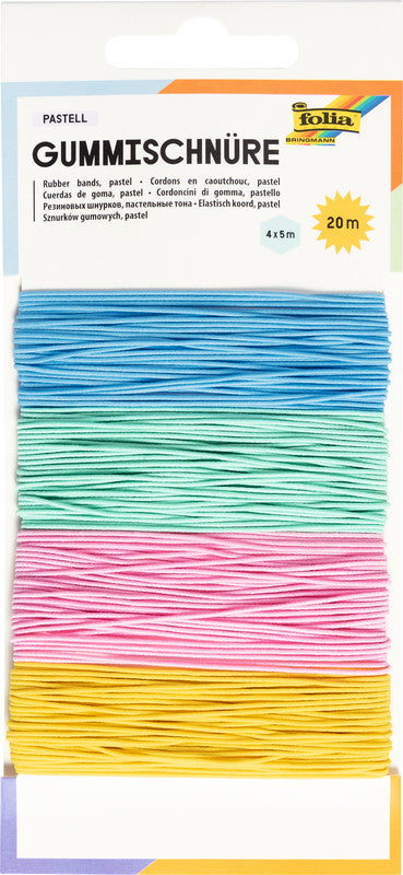 Folia Gummischnüre – sortiert, pastell – 5 m – zum Basteln