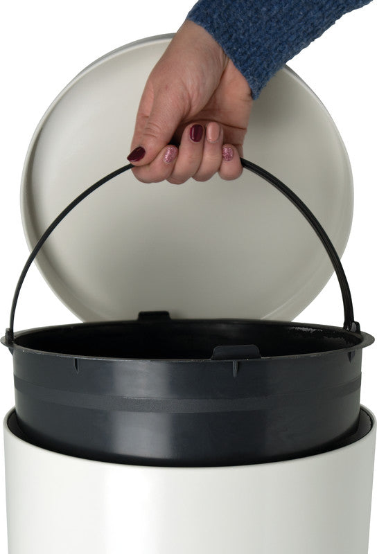 Helit Papierkorb – 30 l – Stahl, Weiss – Ø 300 × H 650 mm
