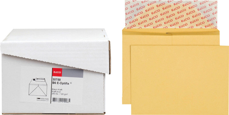 Elco Couvert B6, ohne Fenster, selbstklebend, braun, 120 g/m² – 250 Stk.