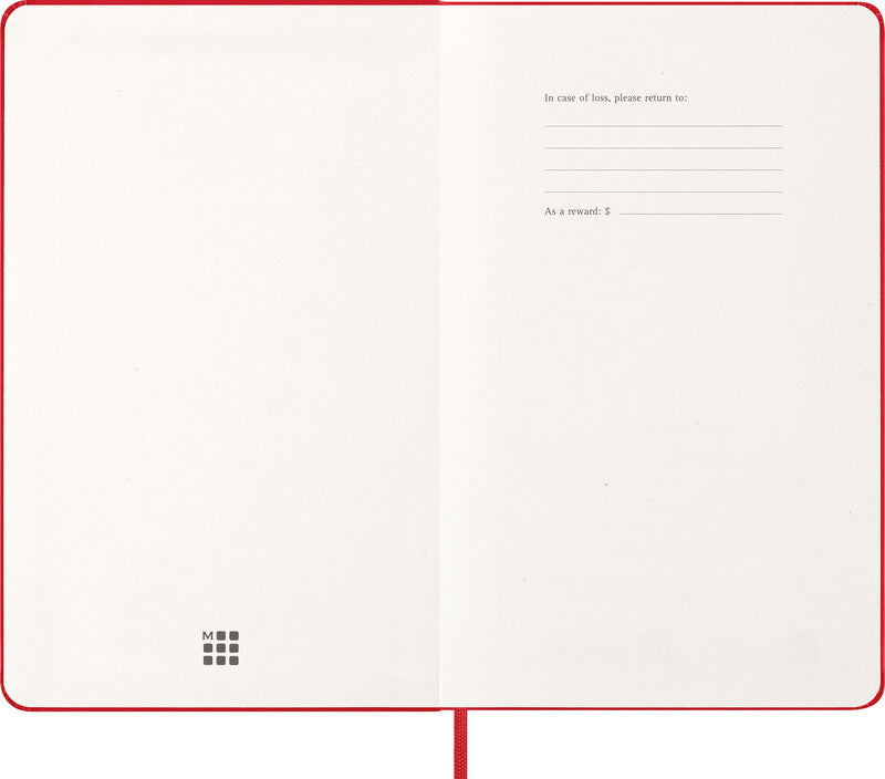Moleskine Tagesagenda – 1 Tag pro Seite, gebunden, 13 × 21 cm, 2026, 1-Stunden-Takt, scharlachrot, FSC