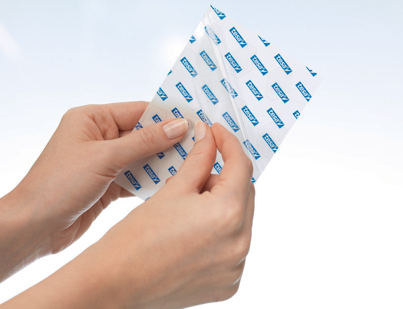 TESA TACK Doppelseitige Klebepads – wiederablösbar, transparent, wiederverwendbar, 36 Stk., für Papier, leicht