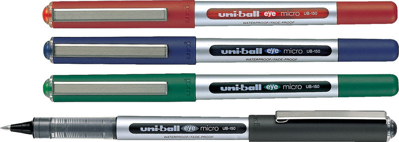 Uni-Ball Eye Micro – dokumentenechter Tintenroller, mit Kappe, 0,3 mm, blau, für Linkshänder
