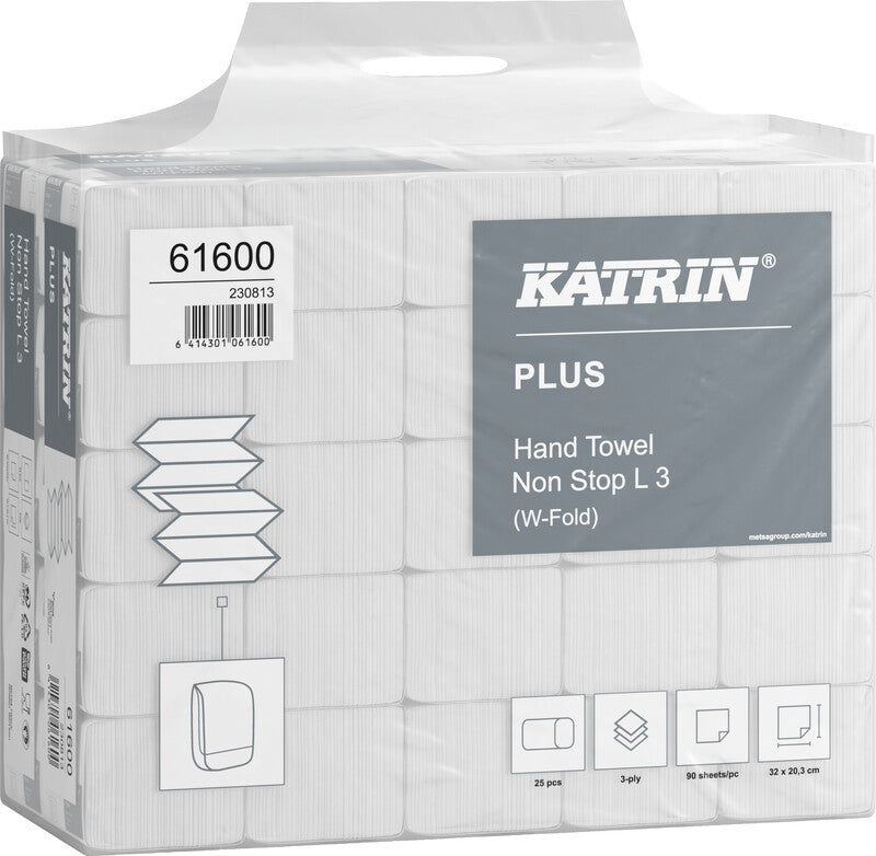 Katrin Falthandtuch – W-Falz, 3-lagig, Zellstoff, Weiss, 203 × 320 mm, für Katrin Inclusive Mini & Medium